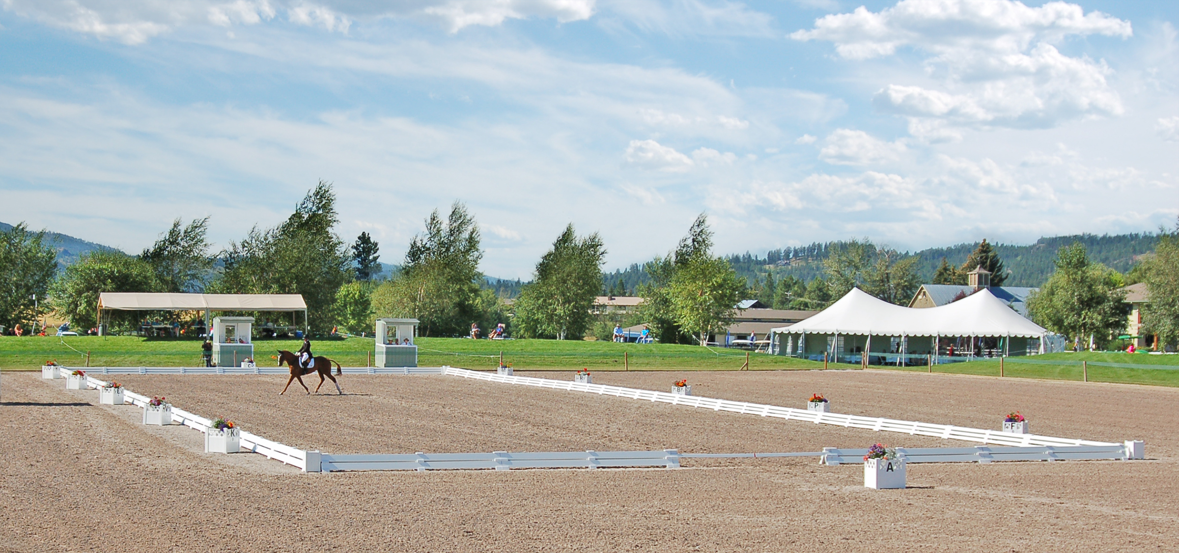 Dressage arena Brentina Arena overview at Rebecca Farm